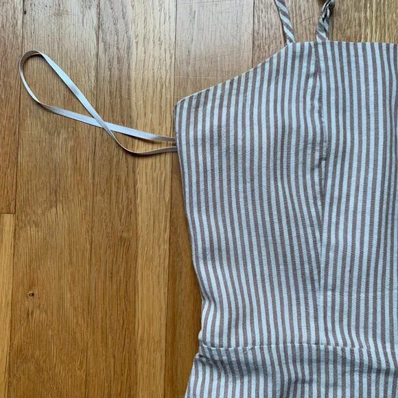 Altar'd State Striped Dress Womens Small Tan and White - Picture 5 of 15